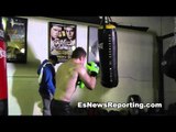 Saul Canelo Alvarez vs Austin Trout Canelo working the heavybag - esnews boxing