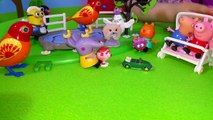 Femilis silvanian desembalaje de un cochecito de juguete conejo de cerdo Peppa en los juegos de tenis que juega