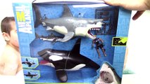 И животное ванна столкновение для Дети Дети ... мега косатка планета акула акулы игрушка распаковка