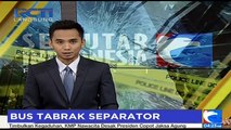 Ugal-Ugalan, Bus Tabrak Separator, Sopir Kabur