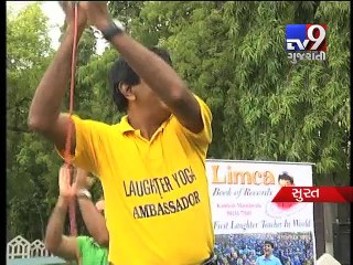 Bye Bye Anxiety Disorder! Surat police organised laughter therapy for jawans - Tv9