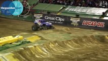 Monster truck pulls off first ever successful front-flip trick – video