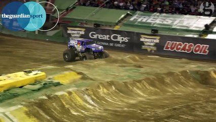 Monster truck pulls off first ever successful front-flip trick – video