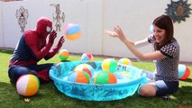GIANT BALL PIT CHALLENGE Beach Balls in Pool with Disney Princess, McDonalds, Ugglys, Supe