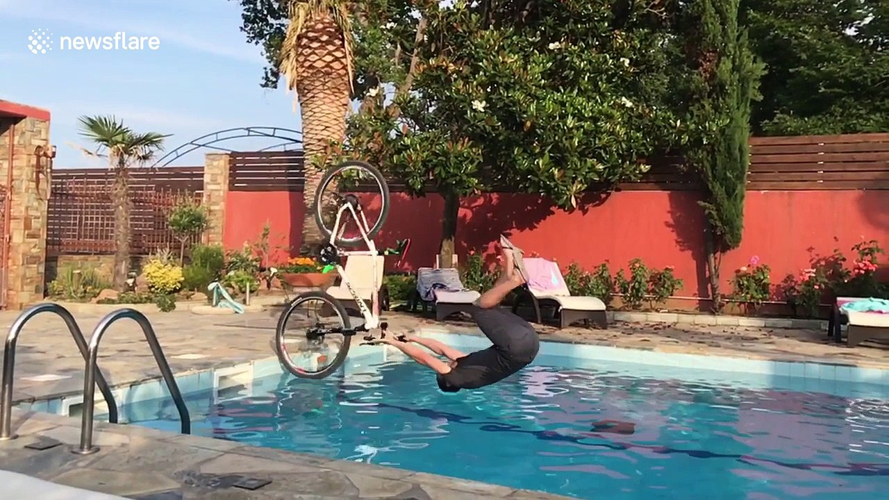 Front flip into the pool