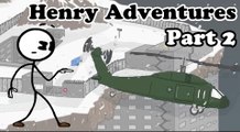Henry Stickman Adventures Part 2 - Henry escapes by helicopter - Funny Stickman Video