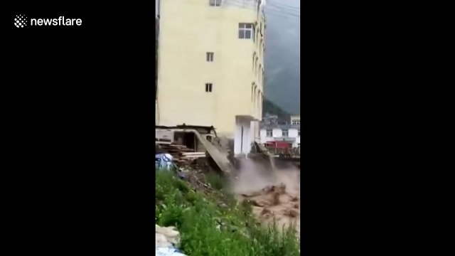Five-storey building collapses due to flooding