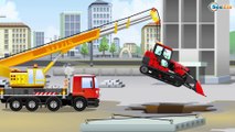 The Big Red Truck and Bulldozer on the Giant Road | Car & Truck Construction Cartoons for children