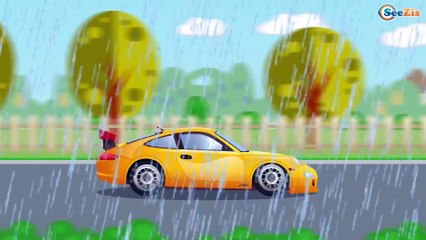 Kids Car Cartoons - The Police Car & Red Fire Truck Real rescue in the Truck City 2D Animation
