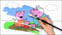 Y con libro para colorear familia divertido salto Niños aprendizaje fangoso en páginas cerdo charcos el Peppa