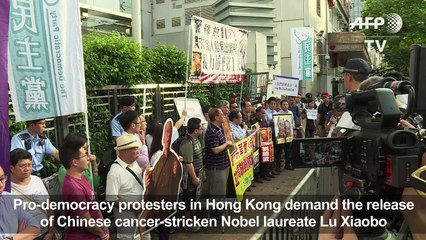 Protesters in Hong Kong demand release of Xiaobo