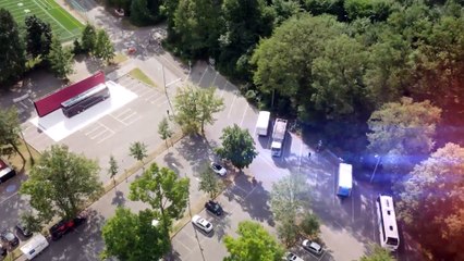 The new Setra S 531 DT from above - taken by a drone (with Reinhard Pfeiffenberger)