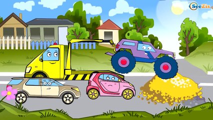 Download Video: Spanish Cartoons - Excavadora, Camión, Tractor - Caricatura de carros para niños