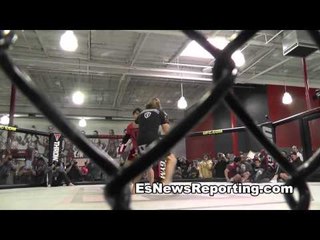 mma star Urijah Faber working on his punching