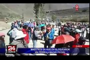 Cusco: maestros en huelga bloquean vía férrea a Machu Picchu