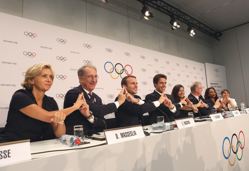 Conférence de presse de la déleguation française pour soutenir la candidature de paris aux Jeux Olympiques de 2024 le mardi 11 juillet 2017 à Lausanne