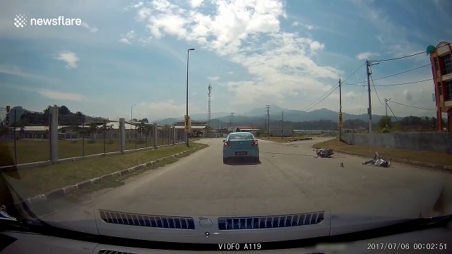 Downed power lines cause motorcycle rider to fall