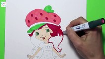 Filles fraise fille regarder le croquis / dessin / fraise