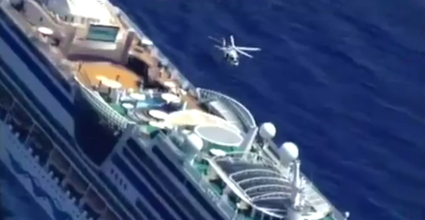 Italian Coastguard Evacuates Sick Member of Crew from Cruise Ship