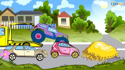 Download Video: Carros para niños - Excavadoras, Camión, Grúa - Сaricaturas de coches. Spanish Cartoons