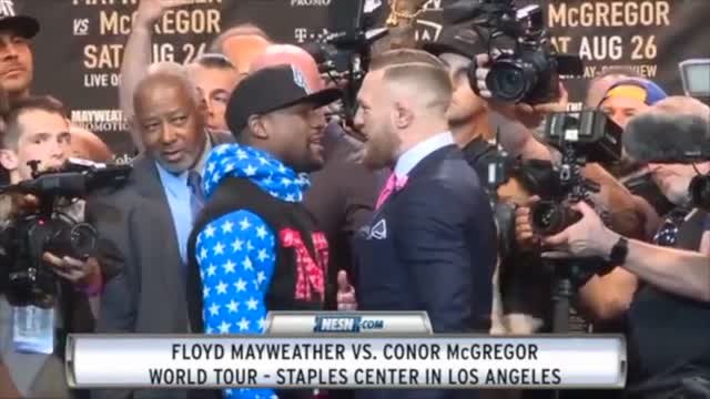 Floyd Mayweather, Conor McGregor Square Off At End Of World Tour Presser