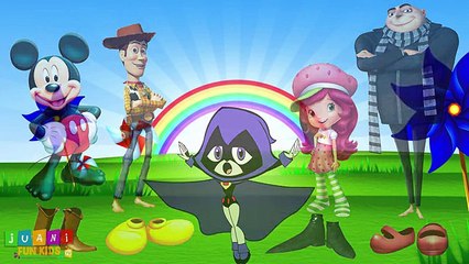 Wrong Shoes Mickey Mouse, Woody, Gru, Strawberry, Finger Family Song