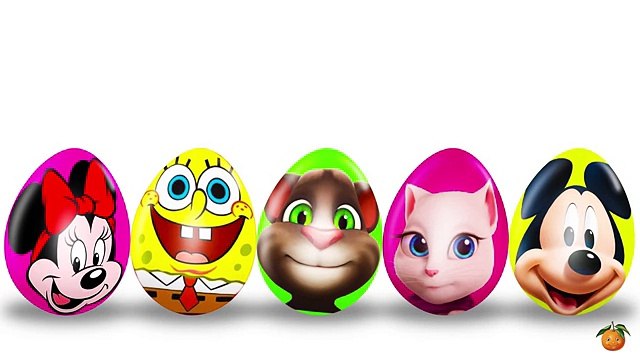 Aprender los Colores Huevos Sorpresa! Mickey Mouse Minnie Mouse Talking Angela Spongebob Talking Tom