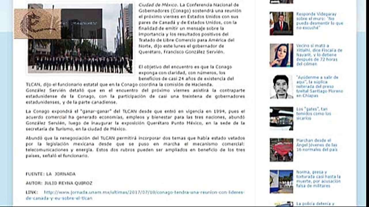 CONAGO se reunira con lideres de EU y canada por el TLCAN