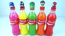 Superhero Coca Cola Bottles Finger Family Nursery Rhymes Learn Colors Spiderman , Hulk , B