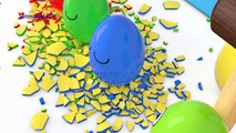 Learn colors with Surprise eggs and Hammer 3D Cartoons for children Video for ki