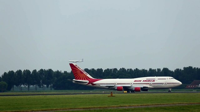 Indian Prime Minister Modi takeoff B747 Air India from Schiphol