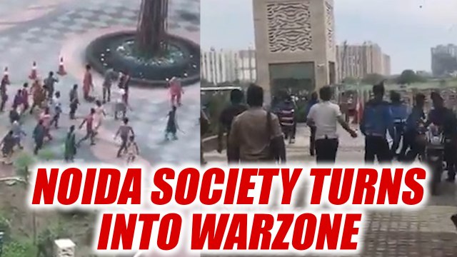 Noida : Mahagun society in sector 78 tunes into war zone, Watch Video | Oneindia News