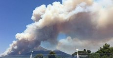 Smoke Billows From Wildfire on Mount Vesuvius