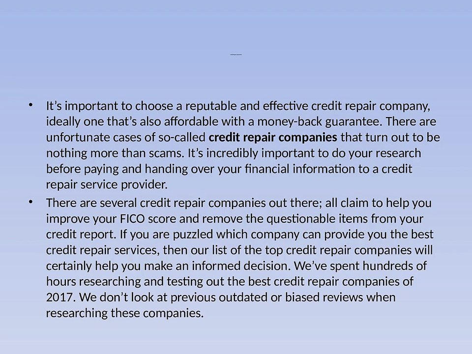 The Best Credit Repair Companies of 2017