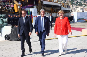 Download Video: Conférence de presse conjointe d'Emmanuel Macron, Angela Merkel et Paolo Gentiloni le mercredi 12 juillet 2017 au sommet des balkans occidentaux à Trieste.