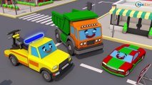 Grande Caminhão e um Carro Pequeno em Carros da Cidade | Desenho animado para crianças