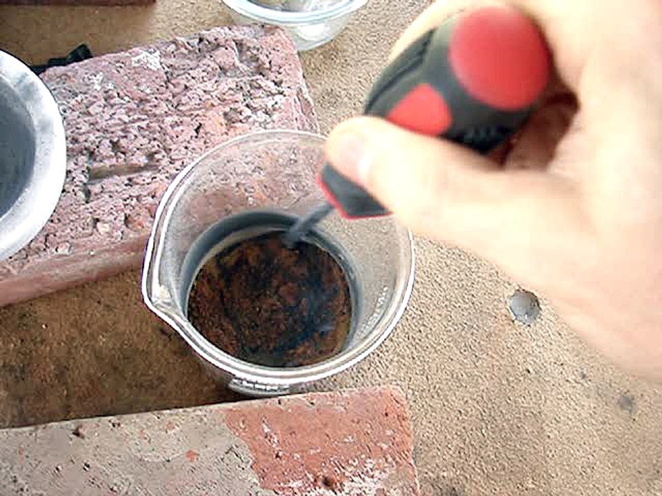 Lead Acetate ash calcining itself from its own internal fire