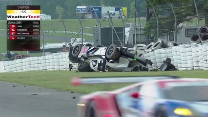 IMSA Mosport 2017 Ostella Crashes Hard Flips Cameron Wins
