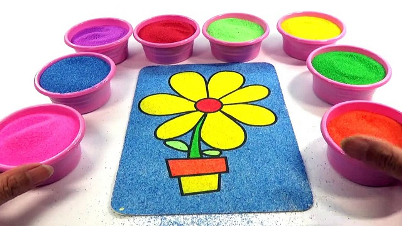 Con cào cào!Nhạc thiếu nhi!Đồ chơi trẻ em TÔ MÀU TRANH CÁT HÌNH BÔNG HOA Colored Sand Painting