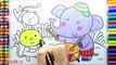 How to Drawing Elephant and Cats Colorful for Children - Coloring Pages Videos For Kids