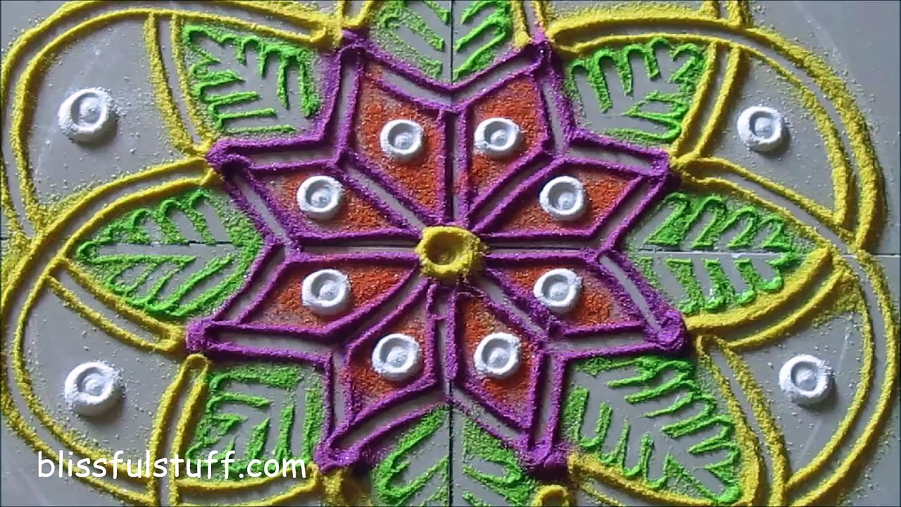 Small and easy flower shaped rangoli / Creative rangoli designs by Poonam Borkar