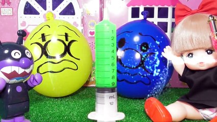 アンパンマン メルちゃん おもちゃ 風船 病院ごっこ遊び❤︎注射でお医者さんになりきり！緊急手術寸劇❤︎ペロペロチョコにかぎパズル お菓子 Baby doll balloon surprise