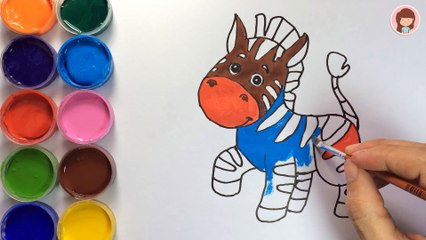Drawing and Coloring a zebra | Learn colors | How to draw for kids | Art Colours for Kids