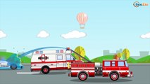Kids Car Cartoons - The Blue Police Car & Fire Truck rescue in the Trucks City New Collection