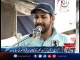 Sarfraz Ahmed talks to media in Karachi