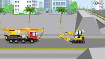 New Kids Cartoon with JCB Excavator and Crane w Trucks Real Diggers in Car Cartoon for children
