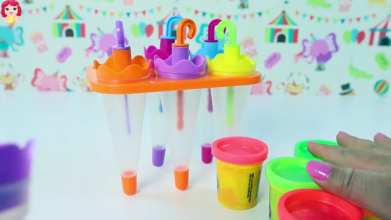 El Delaware por jugar paletas de helado paraguas paletas arcoiris plastilina playdoh|rainbow doh como hacer hela