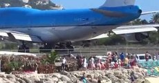 File Footage of Jet Blast at St Maarten's Maho Beach Blowing People Away