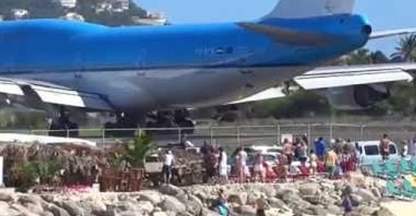 File Footage of Jet Blast at St Maarten's Maho Beach Blowing People Away