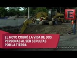 Labores para reparar enorme socavón en Paso Express de Cuernavaca